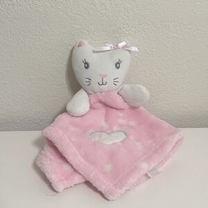 Baby Gear Pink Kitty Cat Security Blanket Lovey Heart Pink White Polka Dot Lovie